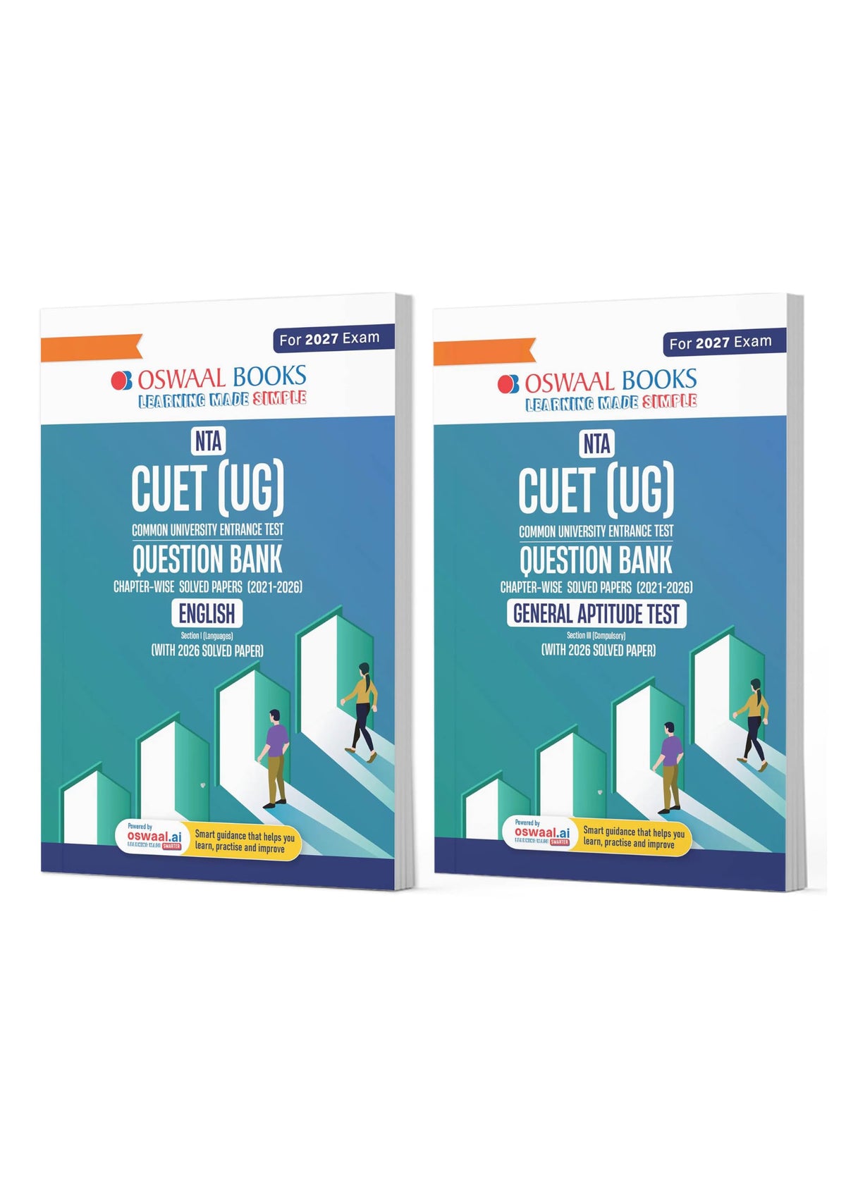 Oswaal NTA CUET (UG) Chapter-wise Solved Papers Question Bank | English & General Aptitude Test | Set of 2 Books | With Solved Paper 2026 | For 2027 Exam | With Oswaal AI