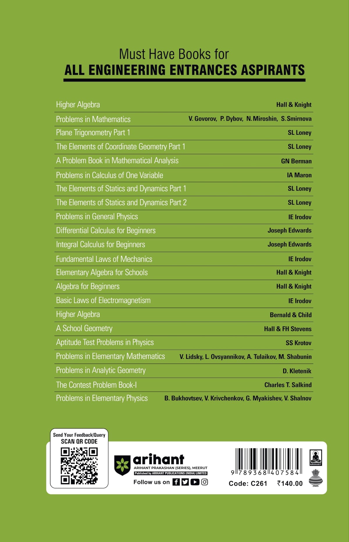 Arihant Classic Texts Series Aptitude Test Problems in Physics by SS Krotov | Science for Everyone | Advanced Physics Practice Book for JEE, NEET, Olympiads and Competitive Exams 2025