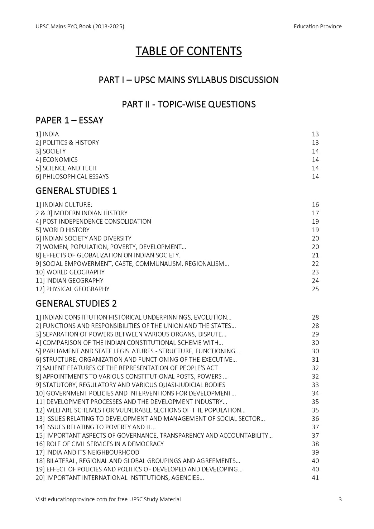 UPSC Mains PYQ: Topic wise Questions and Year wise Papers (Essay + GS 1-4)