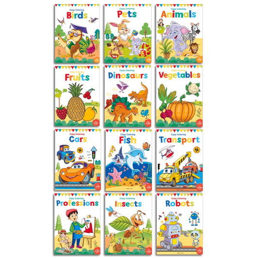 Colouring Books | Pack Of 12 Copy Colour Books For Children | Premium Paper Quality | Wonder House Books