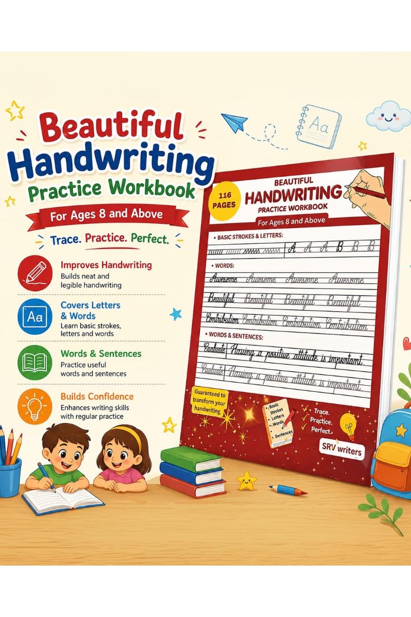 Beautiful Handwriting Practice Workbook: Trace and Practice Handwriting for Ages 8 and Above