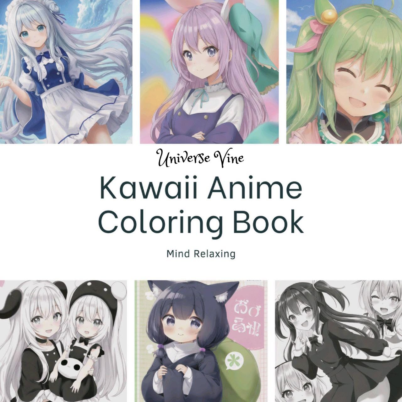Cute Anime Coloring Book, Mind Relaxing