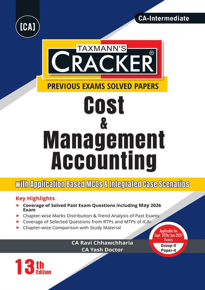 Taxmann's CRACKER COMBO for CA Inter | Sept. 2026/Jan. 2027 Exams | Group II – Papers 4 to 6 | CRACKER Series | CMA, Auditing, and FM SM | June 2026 Edition | Set of 3 Books