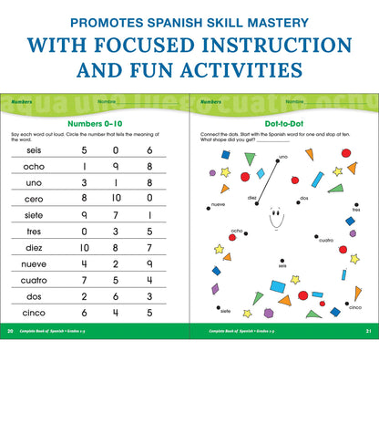 The Complete Book of Spanish Workbook, 1st, 2nd, and 3rd Grade Workbook, Alphabet, Numbers, Parts of Speech. Sight Words, and More Language Learning Activities