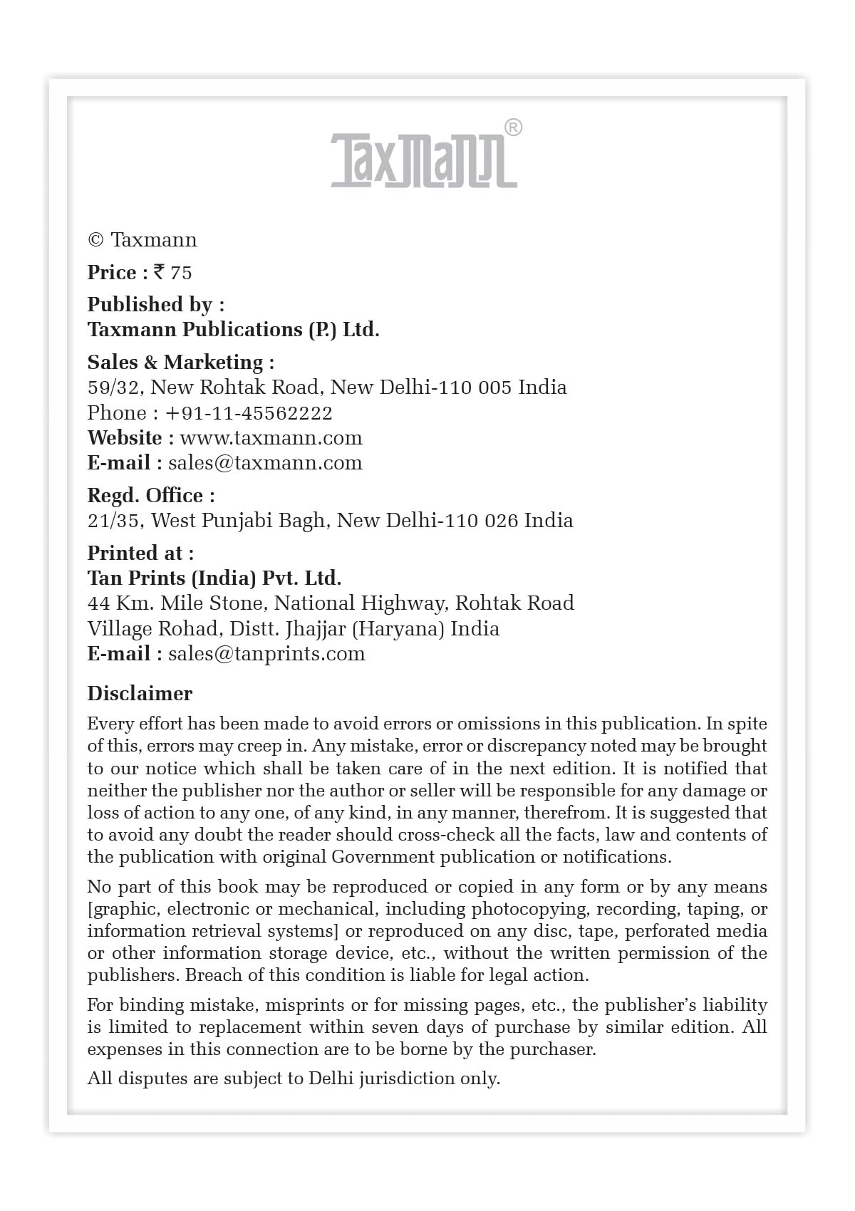 Taxmann's Registration Act 1908 [Bare Act without Comments | AIBE] – Complete Statutory Text with Section 17 on Compulsory Registration and Section 49 on the Effect of Non-registration