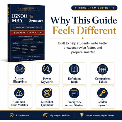 IGNOU MBA 1st Semester Last Minute Exam Guide Book - MMPC-001 to MMPC-007 - 35 Answer Blueprints, 140+ High-Probability Q&As, 30-Min Capsules: 1 (IGNOU MBA Last Minute Exam Guide Series)