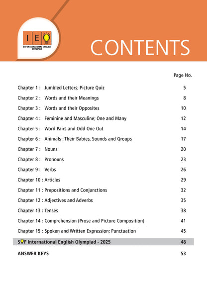 MTG International English Olympiad (IEO) Workbook Class 1 - Chapter-wise MCQs with Achievers Section - SOF Olympiad Books For 2026-27 Exam