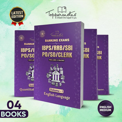 IBPS/RRB/SBI – PO/SO/CLERK Exam Preparation Study Material Notes English Medium Set of 4 Book ToppersNotes Latest Edition