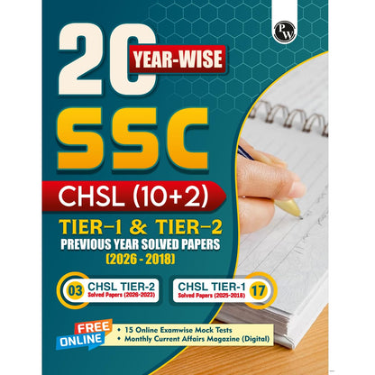 PW SSC CHSL (10+2) Previous Year Solved Papers Tier 1 & 2, English Medium (2026-18) | 20 Year-wise PYQs Till April 2026 | 2100+ Questions with Detailed Solutions