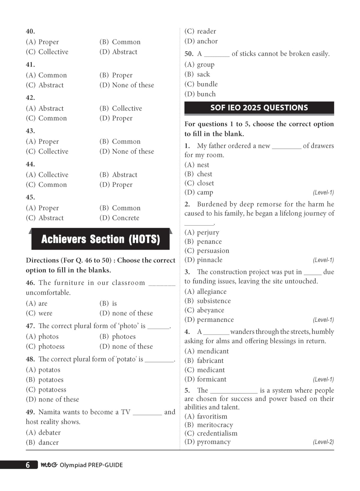 MTG English (IEO) Olympiad Prep Guide Class 6 | Detailed Theory, Exercise with Self Test For Practice | SOF Olympiad Books For Exam 2026-27 (Useful For Level-1 & 2)