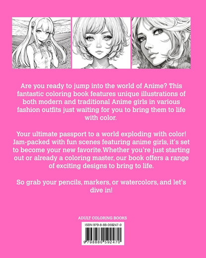 Anime Coloring Book GIRLS EDITION VOLUME 1: Manga Art & Anime Enthusiasts Stress Relief Adult Coloring