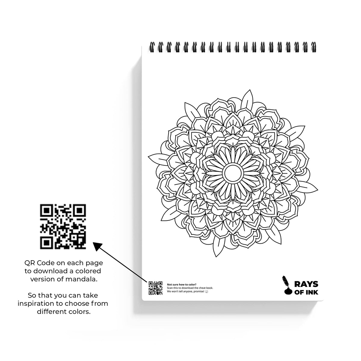 Rays Of Ink Mandala Coloring Book Combo For Young and Adults | Ideal For Stress Relieving, Relaxing & Meditation | Enhances Fine Motor Skills| 120 GSM Thick Paper | Set of 2 (Beginner and Advanced)