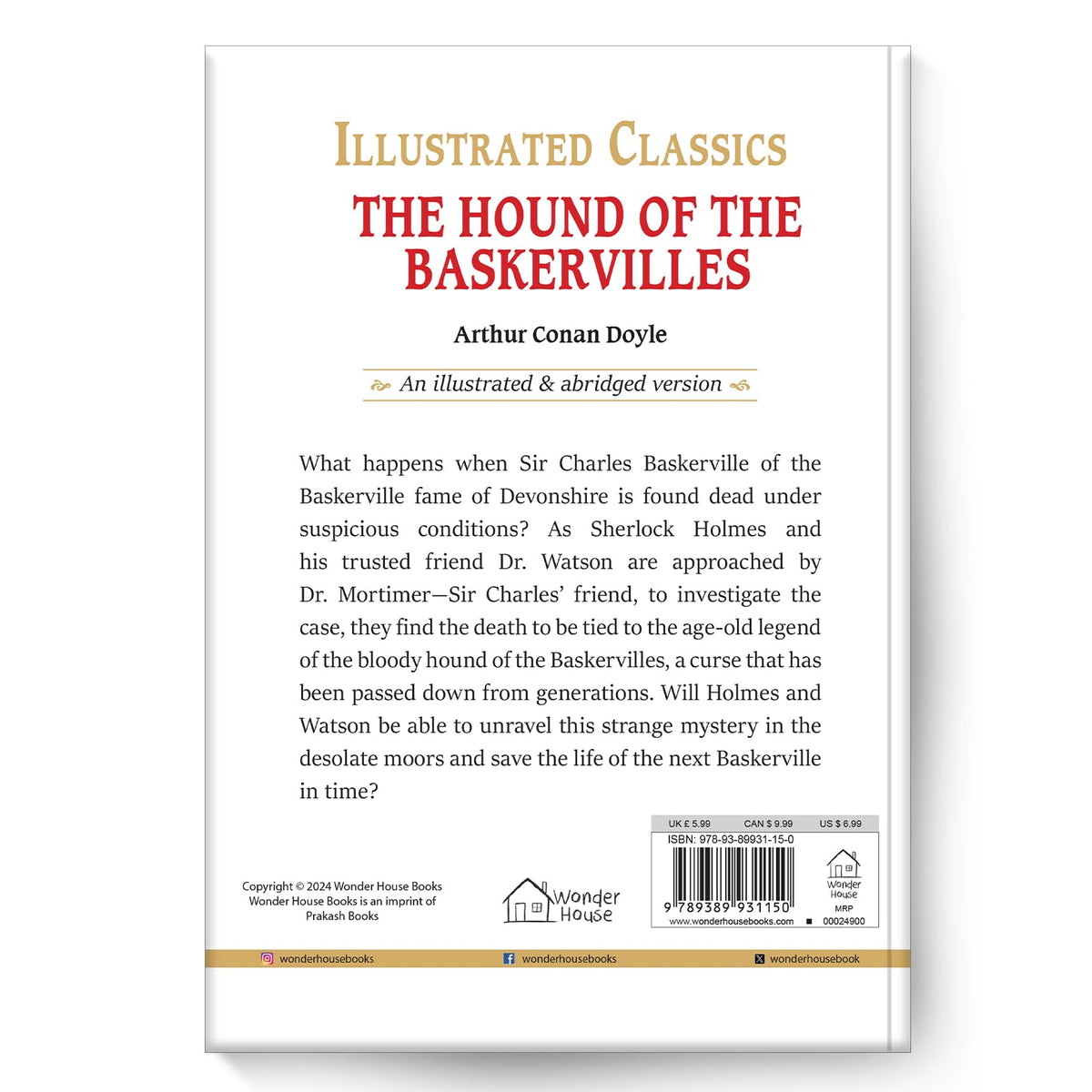 The Hound of the Baskervilles: Illustrated Abridged Children Classics English Novel With Review Questions (Hardback)