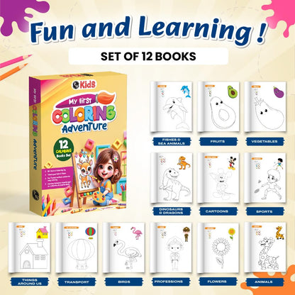 Set of 12 Colour Time Colouring Book for Kids, Fun Activity Book for Boys & Girls, Drawing Book for Kids 3-5 Years Old, Birthday & Return Gift