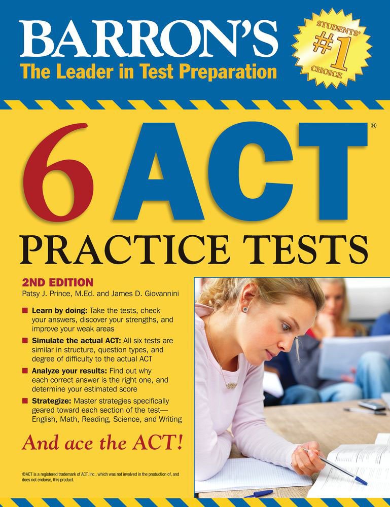 Barrons 6 ACT Practice Tests book cover