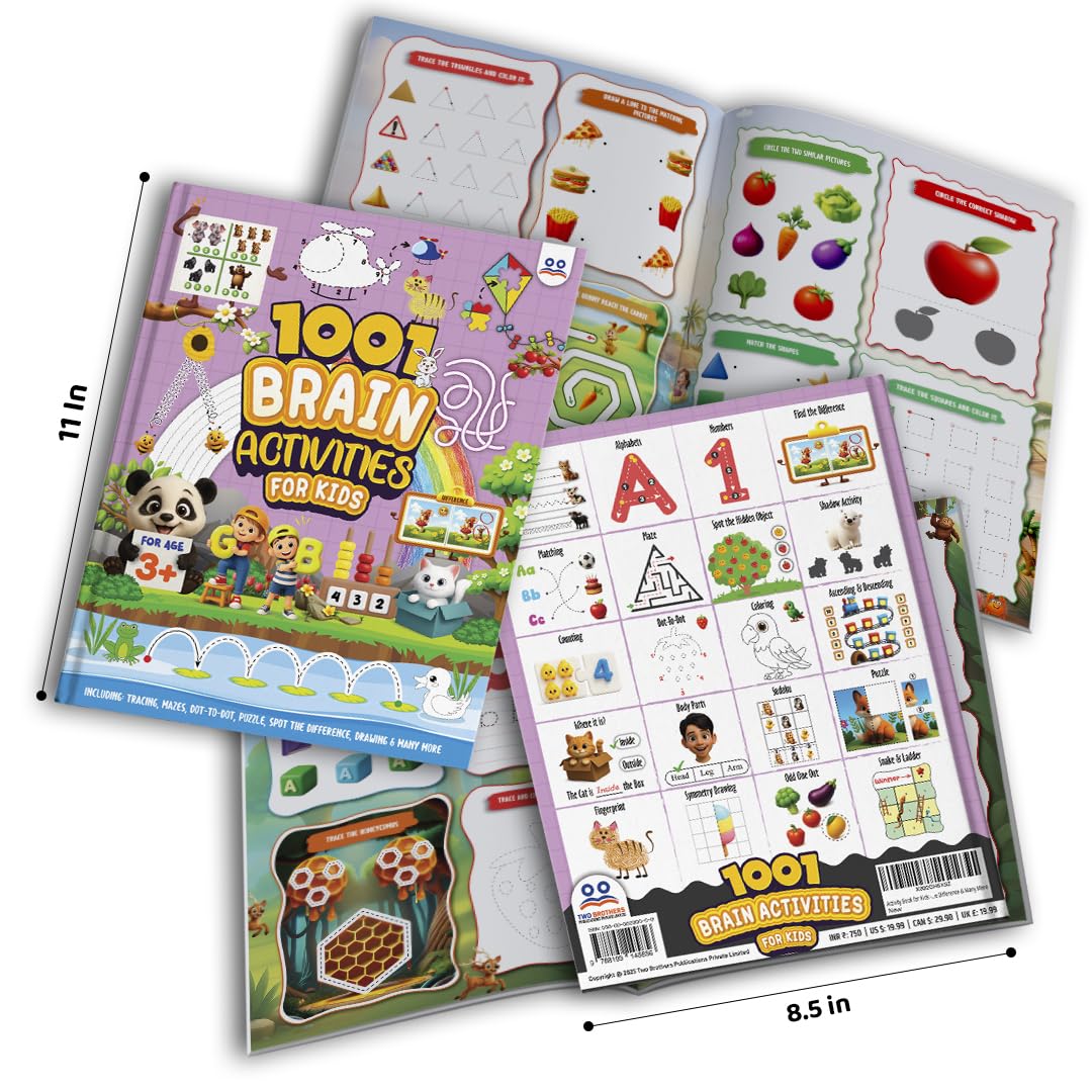Activity Book for 3 Year Old | Best Selling 1001 Brain Booster Books for 3+ Year Old Children | Kids Activity Book - Puzzles, Mazes, Colouring, Dot-To-Dot, Matching, Seek & Find, Spot the Difference