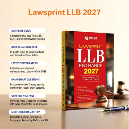 Arihant LLB Entrance 2027 LAWSPRINT | Highly Useful for NLU, NLSIU, RMNLU, MNLU,DU, IPU, BHU and Other National Law University | English Medium