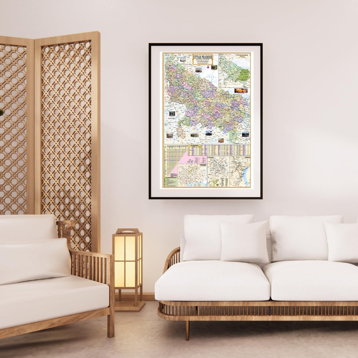 Editone International Uttar Pradesh Political State Map for Wall | Competitive Exam Preparation for UPSC, IAS, IPS, with Non-Laminated Paper Print (40 x 28 inch) in English Medium
