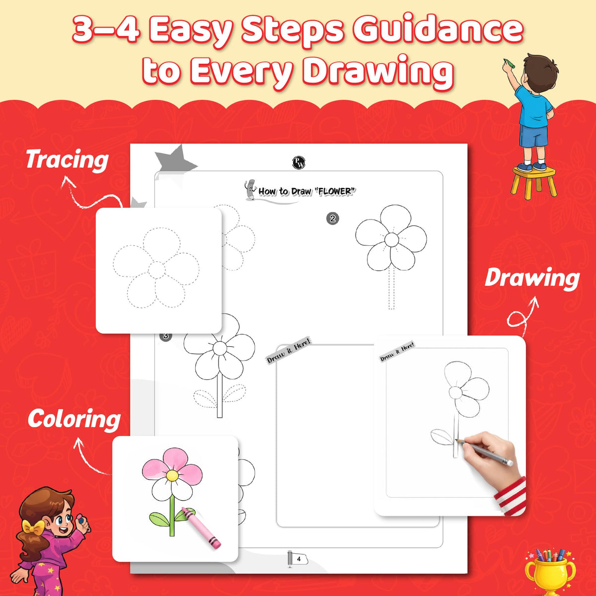 How to Draw Everything You See: 365 Drawing Book For Kids 4+ Years Old | Easy Step By Step Guide For Tracing & Coloring | Fun Themes-Animals, Fruits, Vegetables, Toys | Thoughtful Gift For Children