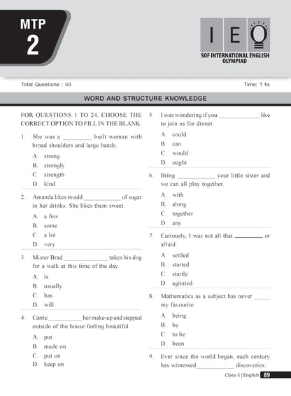 MTG English (IEO) Olympiad Prep Guide Class 5 | Detailed Theory, Exercise with Self Test For Practice | SOF Olympiad Books For Exam 2026-27 (Useful For Level-1 & 2)