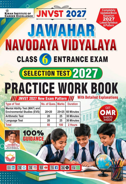 Jawahar Navodaya Vidyalaya Class 6 Selection Test 2027 EVS Included & Mental Ability & Arithmetic Based on New Pattern Practice Work Book (English Medium) (6172)