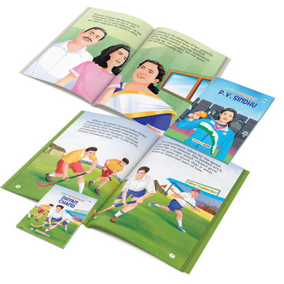 Story Books for Kids - Indian Sportspersons - Men - Women (Illustrated) (Set of 5 books) - Biographies for Children - Age 6 + - Dhyan Chand, Mary Kom, Sachin Tendulkar, Leander Paes, P. V. Sindhu