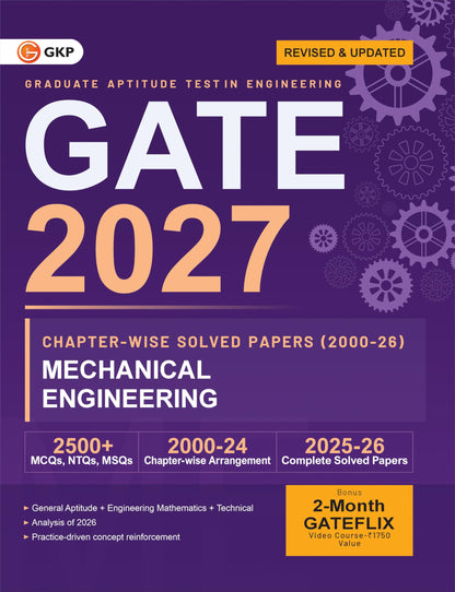 GATE ME 2027 : Mechanical Engineering Chapter-wise Previous Year Solved Papers (2000–2026) | Includes 2026-2024 Latest Solved Papers | 2500+ MCQs, NTQs & MSQs | GATE ME Chapterwise Question Bank