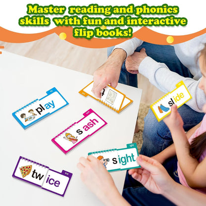 SHNMN 30PCS Read and Rhyme Flip Books, Interesting Word Family Flip Books, ABC Vocabulary Cards, Sight Words Flash Cards Kindergarten, Read and Rhyme Flip Activity Book