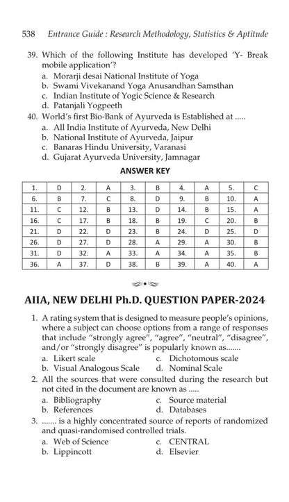 An Entrance Guide on Research Methodology, Medical Statistics & Teaching Aptitude (Specially designed for Ayurveda PhD Entrance, NTET, Lectureship & ... Edition 2024 (PhD Entrance & NTET Entrance)