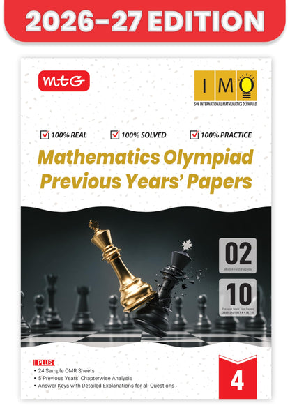 MTG IMO Olympiad 10 Previous Years Papers Class 4 Mathematics (2025-2021 Set A & B) - Model Test Papers with 24 Sample OMR Sheets | PYQ Book For SOF Olympiad 2026-27 Exam