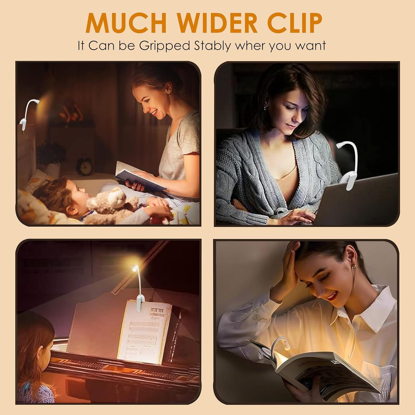 Clip-On LED Book Reading Lamp – 3 Modes, Eye-Caring, Portable (White)