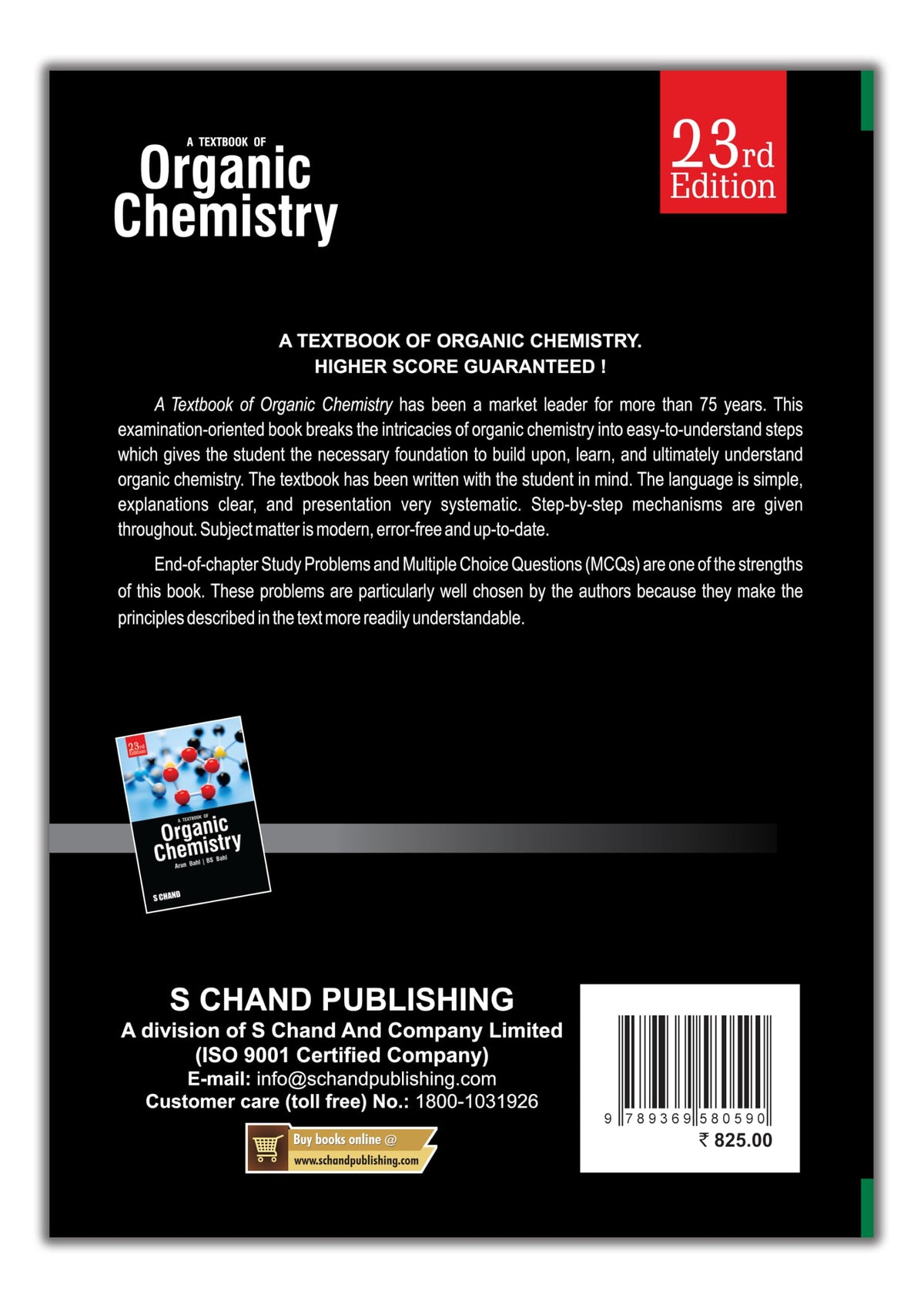 A Textbook of Organic Chemistry, 23rd Edition | By Arun Bahl & BS Bahl | B.Sc. students of Chemistry - S Chand Book Latest Edition 2025