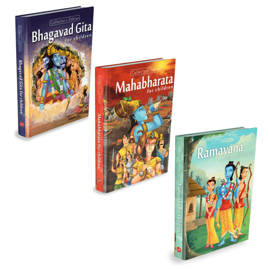 Pegasus Religious Books Set of 3- Shrimad Bhagavad Gita, Ramayana & Mahabharata for Children (Hardcover)