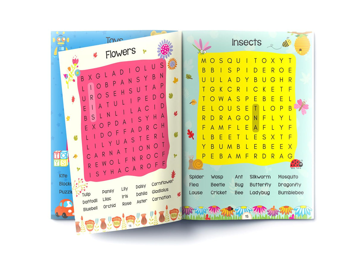 Word Search: First Fun Activity Book for Kids | Beginner Puzzles to Build Vocabulary | Ages 4–7 | 2+ Hours of Interactive Learning