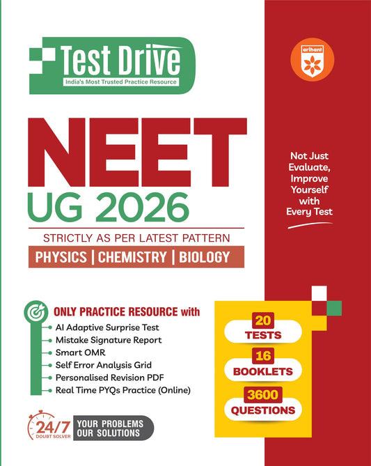 Arihant NEET (UG) 2026-2027 Test Drive 20 Tests, 16 Booklets & 3600 Questions | Physics, Chemistry & Biology | AI-Adaptive Practice with Error Analysis, Smart OMR, Real-Time PYQs & Revision PDF