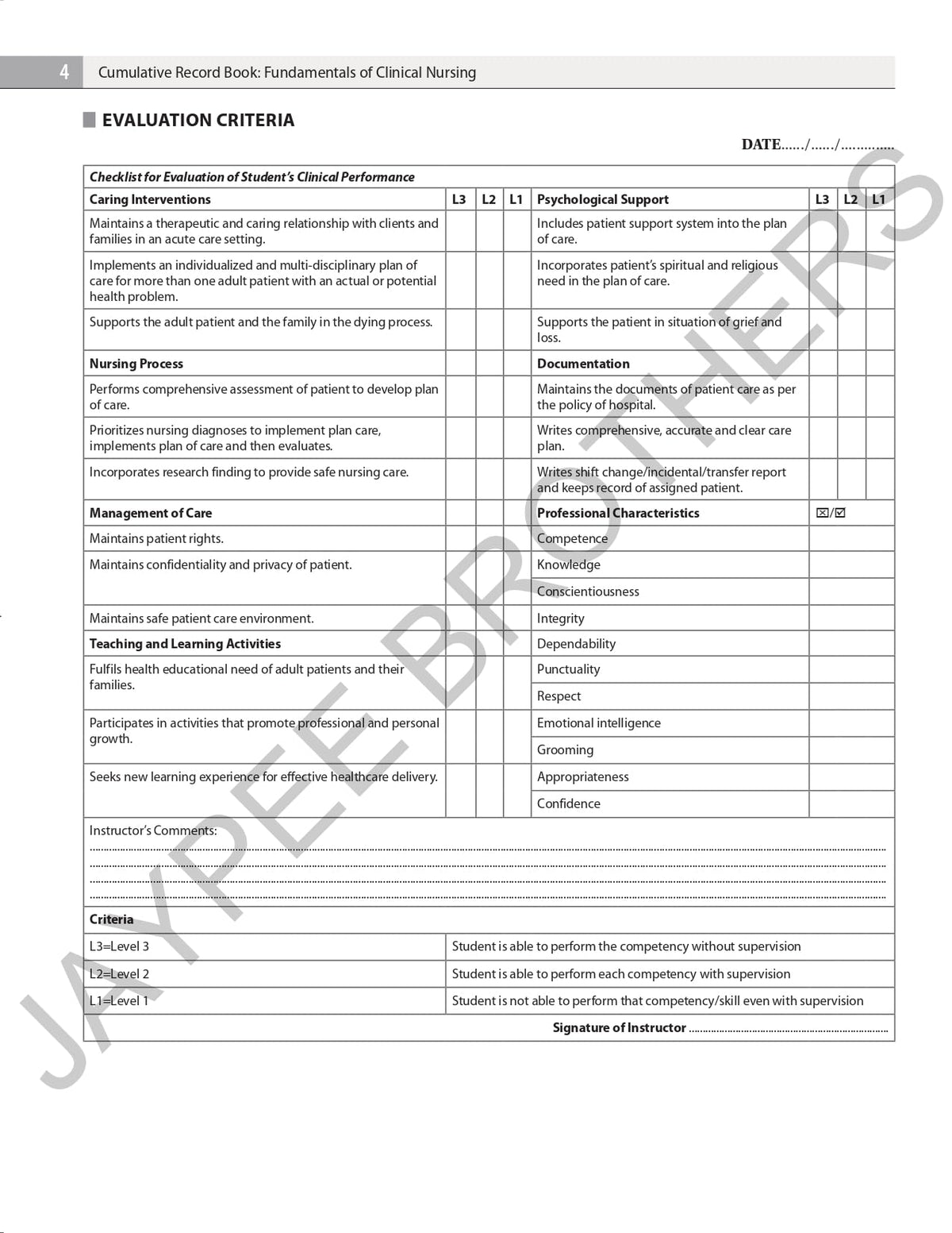 Cumulative Record Book - Fundamentals of Clinical Nursing for BSc Nursing Students | Complete Skill Checklists, Clinical Diary and Semester-wise Evaluation as per Revised INC Syllabus