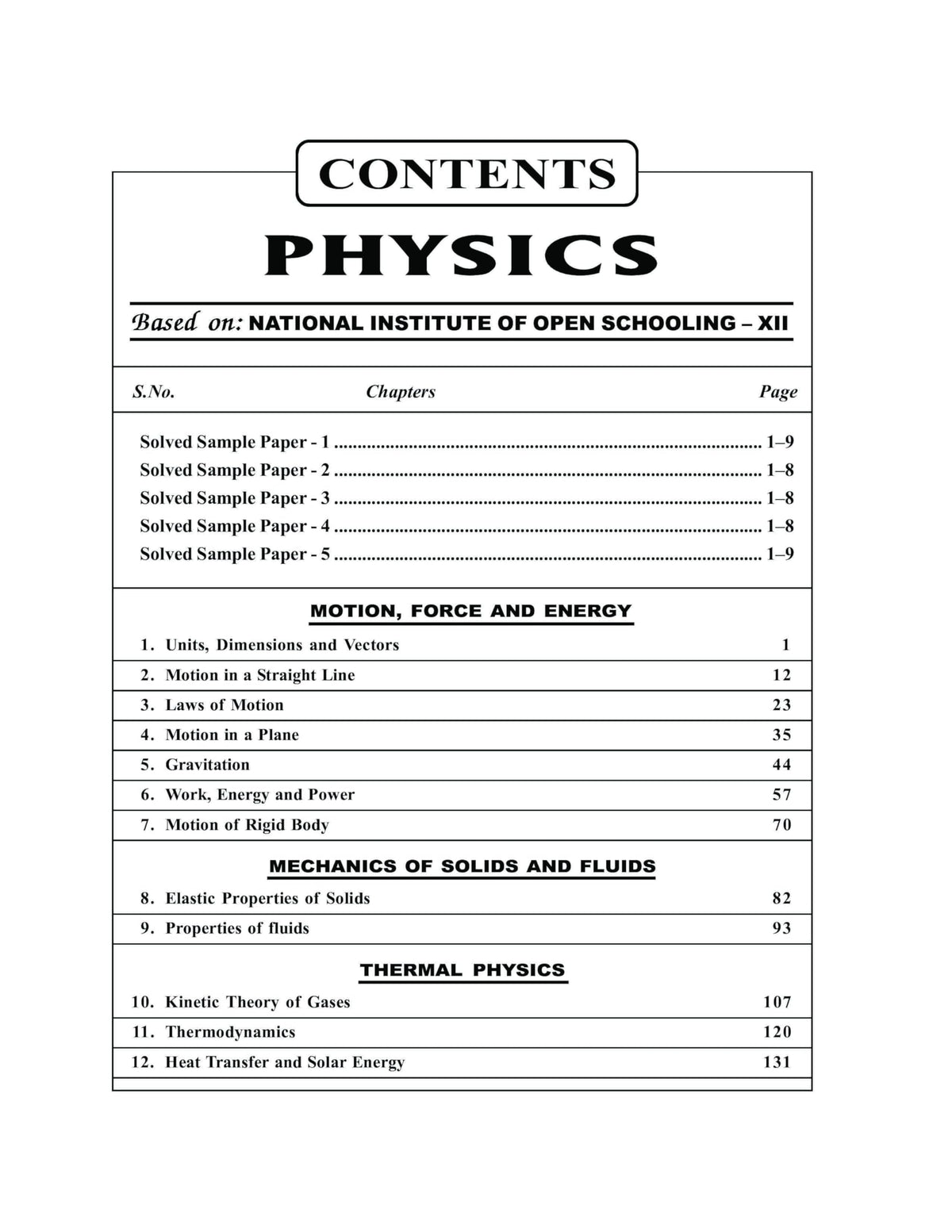 NEERAJ PHYSICS CLASS 12 NATIONAL INSTITUTE OF OPEN SCHOOLING (NIOS) [ ENGLISH MEDIUM ] NEERAJ PUBLICATIONS