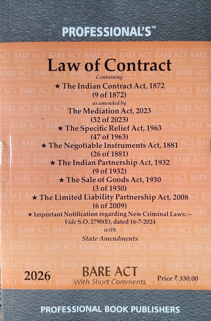 Law of Contract Containing 8 Acts Bare Act - Latest 2025 EDITION