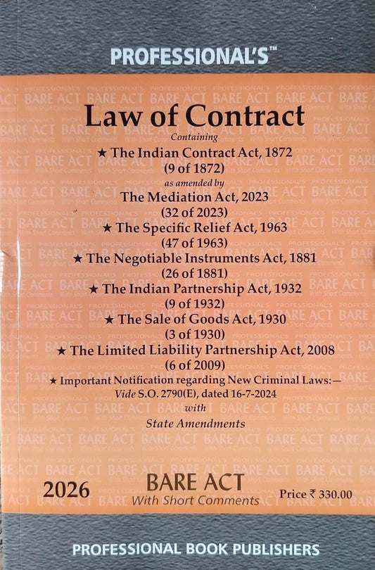 Law of Contract Containing 8 Acts Bare Act - Latest 2025 EDITION