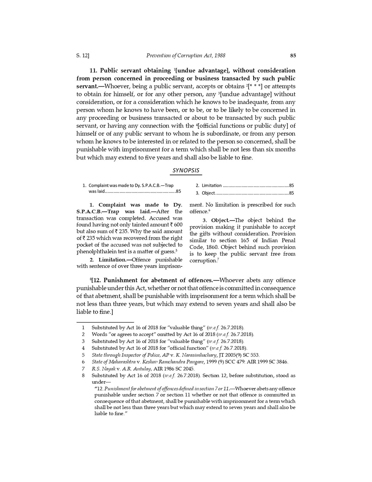 Lawmann's Prevention of Corruption Act, 1988 | Bare Act with Comments