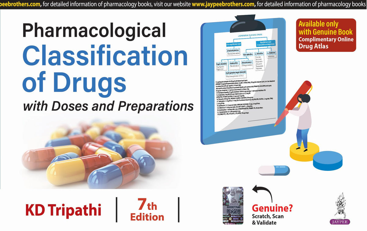 Pharmacological Classification of Drugs with Doses and Preparations, 7/E for MBBS Students & NEET PG | Ready Reckoner of Drug Classification Charts, Doses, Brand Names and Complimentary Drug Atlas: 1