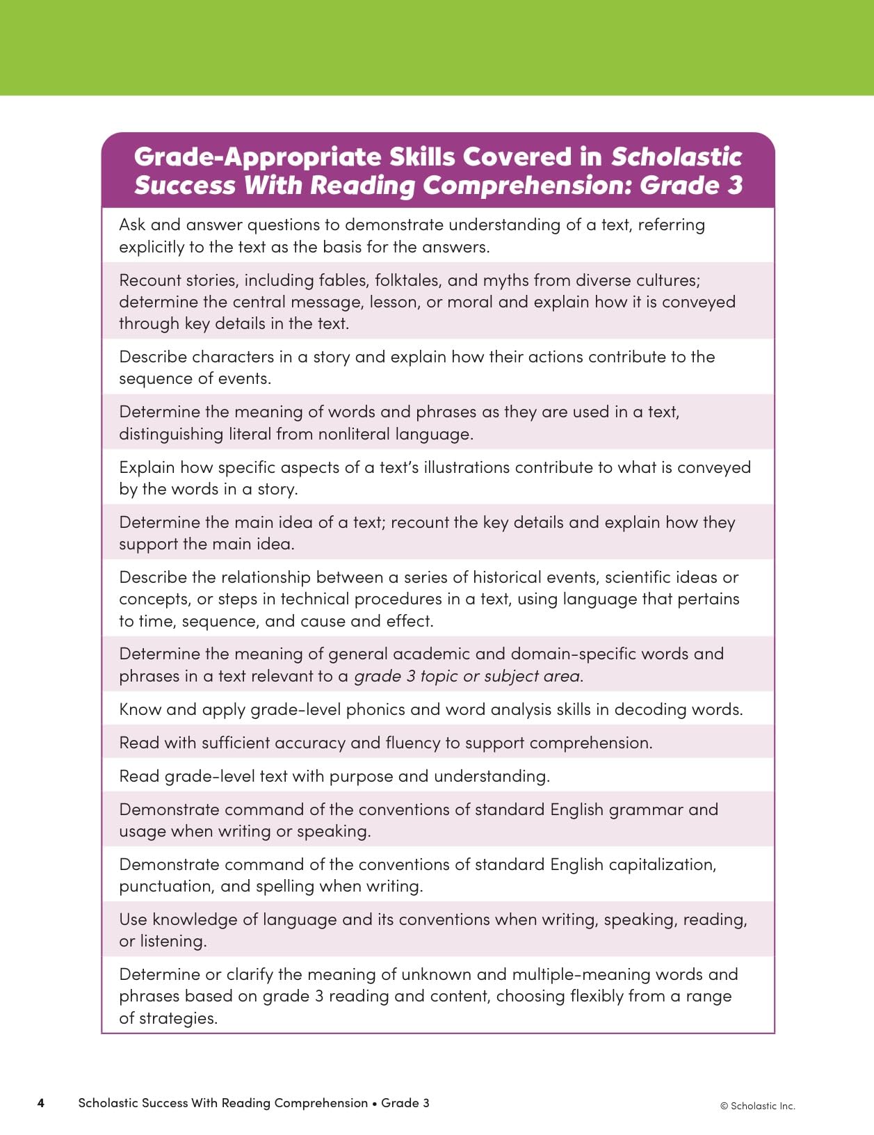 Scholastic Success with Reading Comprehension Grade 3 Workbook