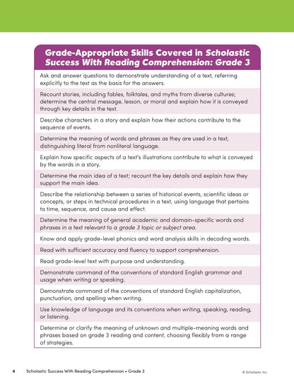 Scholastic Success with Reading Comprehension Grade 3 Workbook