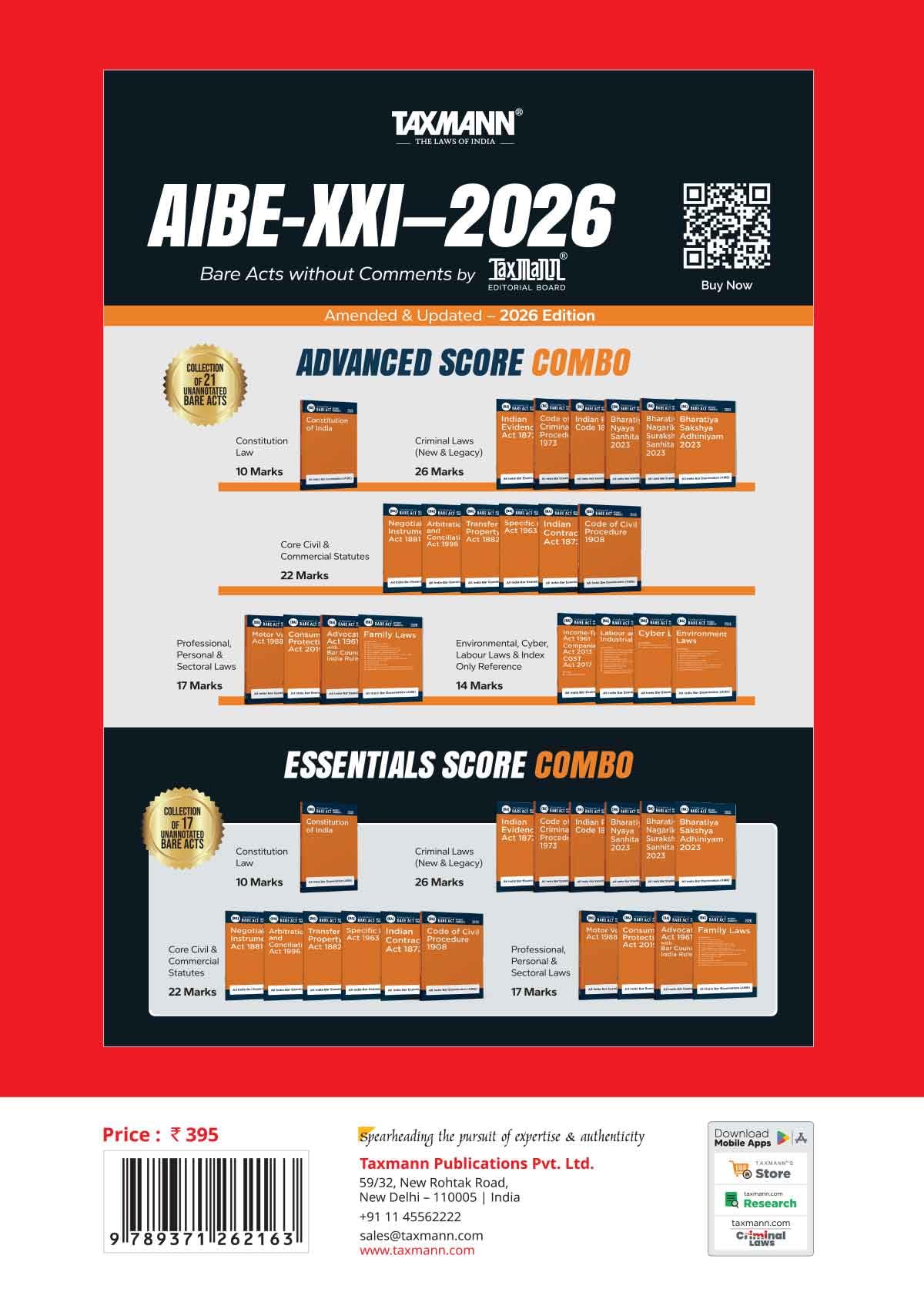 Taxmann's AIBE – All India Bar Examination | CRACKER | Hindi – Practice-first | Exam-ready Guide that Teaches Fast Bare Act Navigation & Delivers the Essentials | Subject Notes | Solved Papers