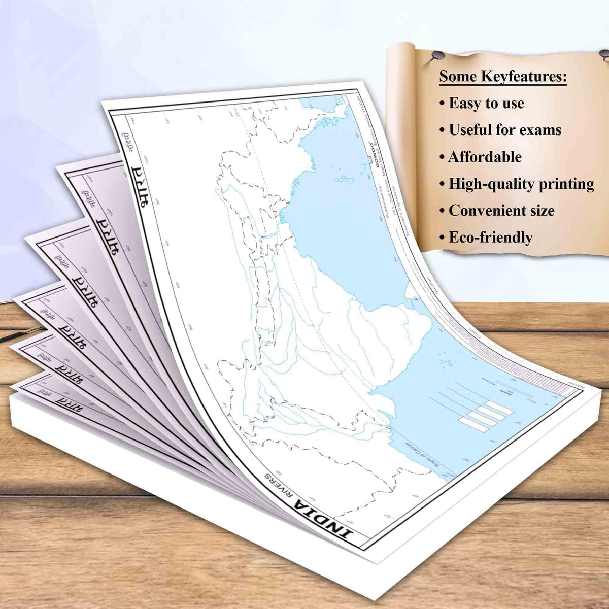 SMALL - 100 INDIA RIVER OUTLINE MAP FOR SCHOOL and SMALL - 100 WORLD RIVER OUTLINE MAP FOR SCHOOL | Combo of 2