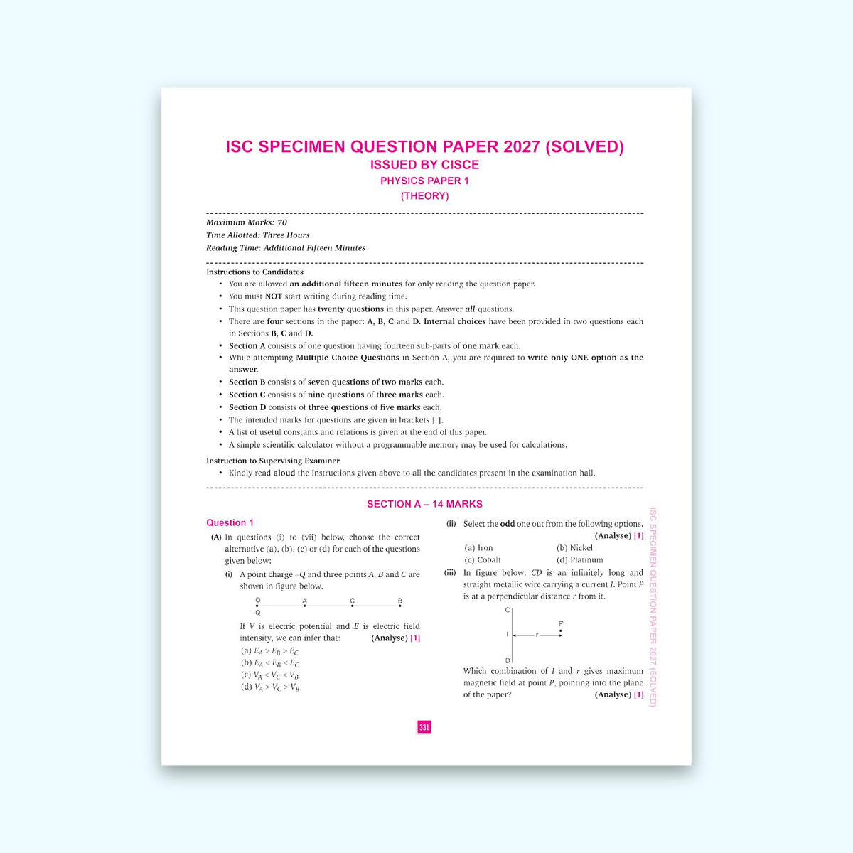 VATSAL ISC Board Physics Handbook for Class 12th Academic Year 2023-24 - Nageen Prakashan