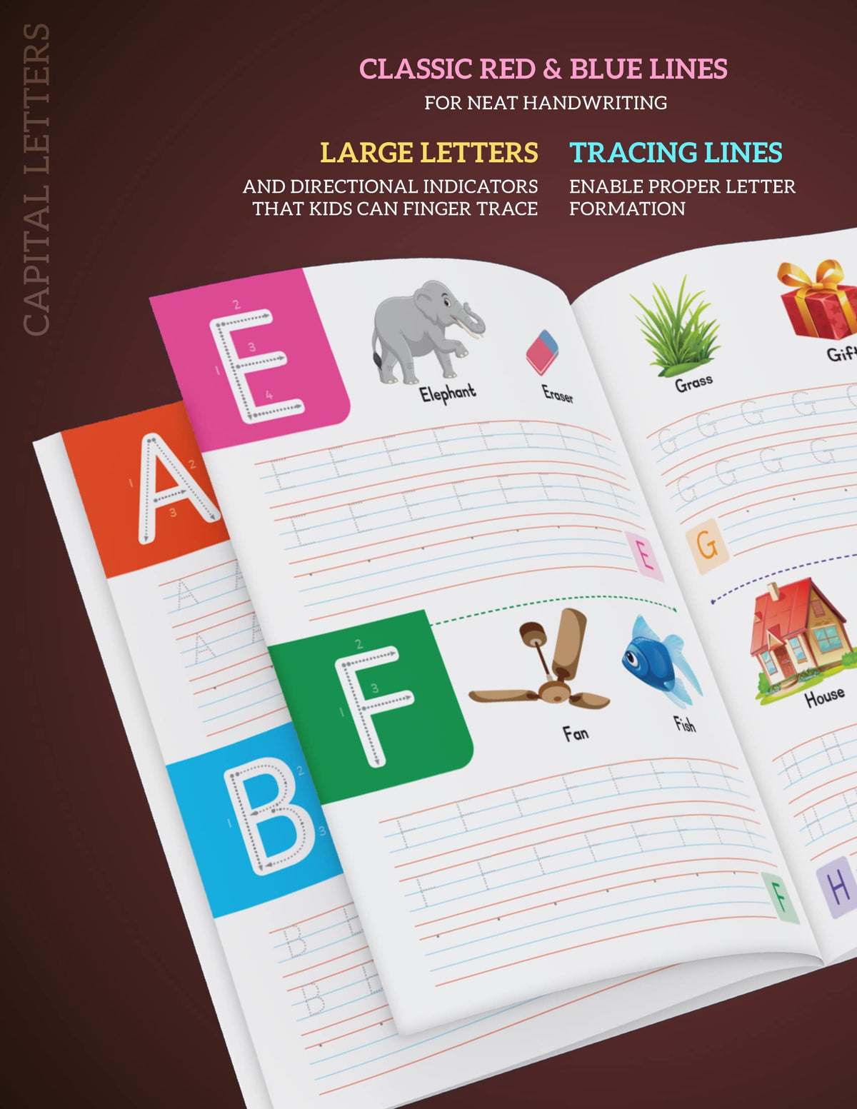 Writing Practice Book for Kids - Set of 4 Books | Learn, Trace, Write & Practice ABC Capital Letters, Small Letters, Patterns and Numbers 1 to 10