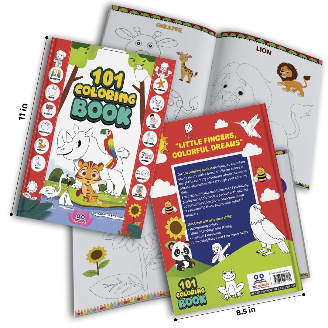 101 Colouring Book for Kids - Colour Drawing Book | Premium Quality Coloring Book | Ages: 2 - 6 Years | Two Brothers Publications
