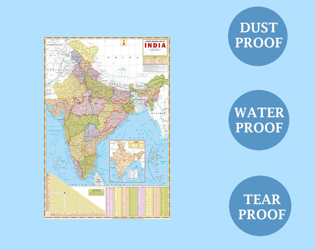 India Political Map | 100x140 cm | Laminated | Extra Large Size | India Map
