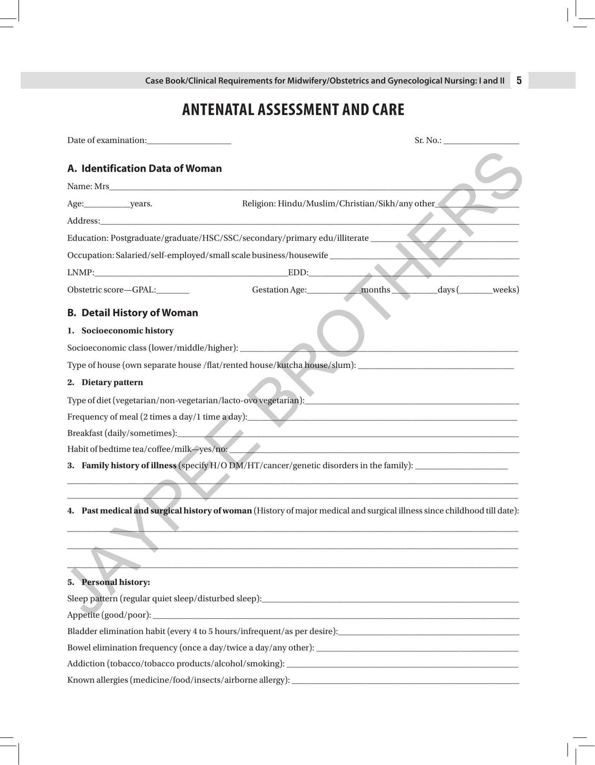 Case Book/ Clinical Requirements for Midwifery/ Obstetrics and Gynecological (OBG) Nursing I & II, 3/E | Clinical Case Recording Book for BSc Nursing 6th & 7th Semesters: 1